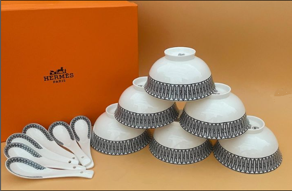  Set of six Porcelain Bowls from Hermes - Image 5 of 6